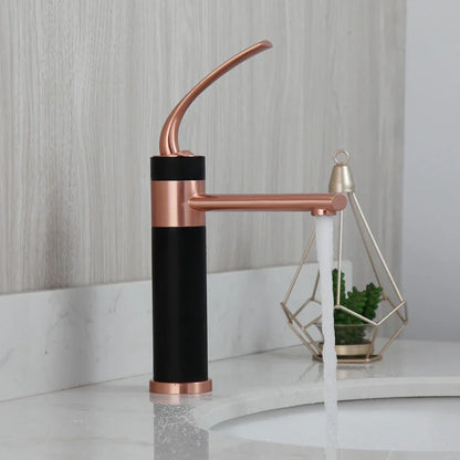 Grifo de lavabo con cascada LED DecorBites™, blanco y negro, mezclador, montaje sobre encimera, latón macizo