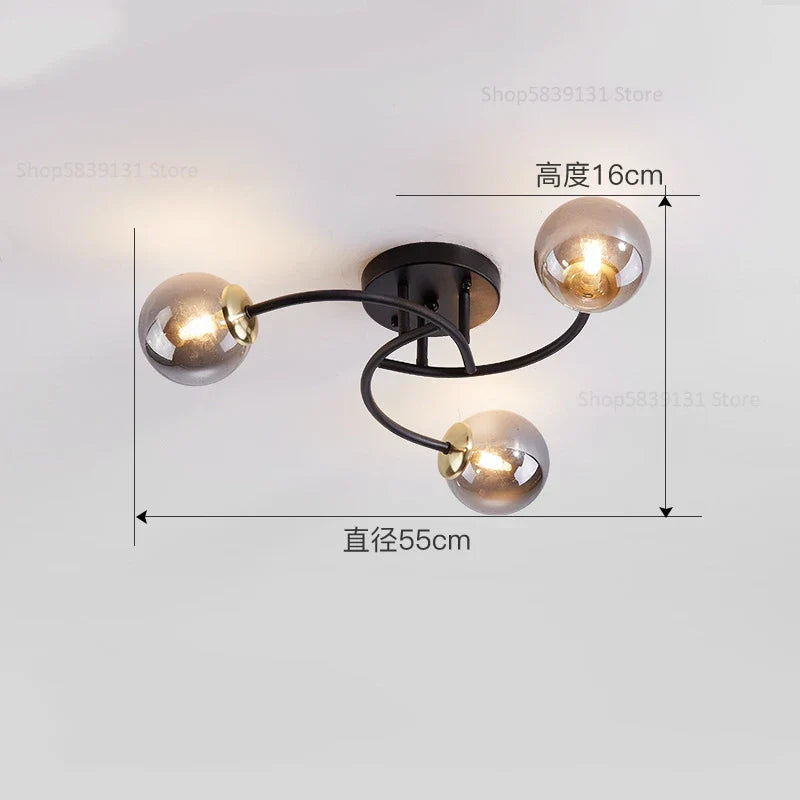 DecorBites™ Glass Bulb LED Ceiling Light Fixture for Modern Living Room and Kitchen