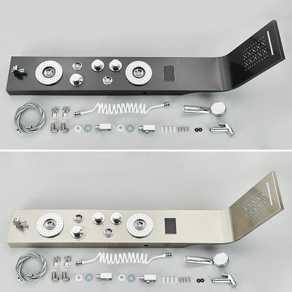 لوحة دش مطري DecorBites™‎ سوداء LED مع رشاش تدليك وحنفية بيديه