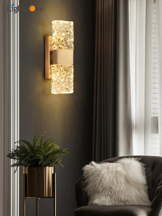 DecorBites™ Crystal Wall Lamp for Modern Light Luxury Living Room and Bedside Wall Décor.