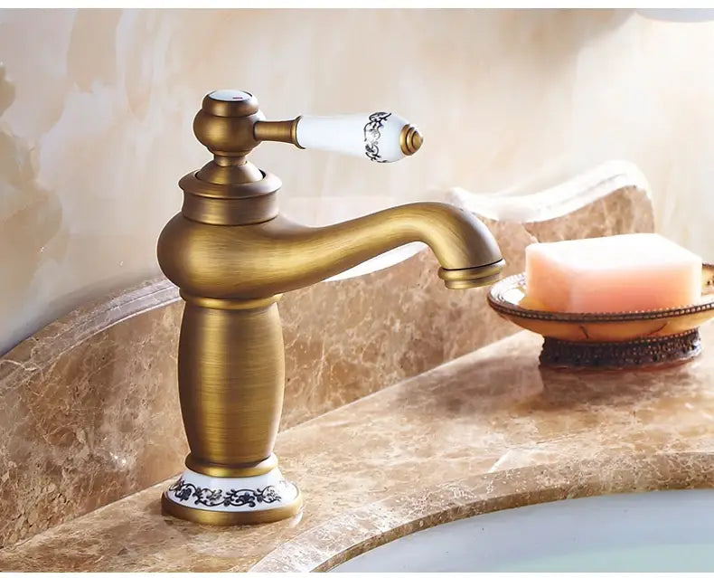 Grifo de baño en bronce antiguo Decorbites™ con mango único mezclador