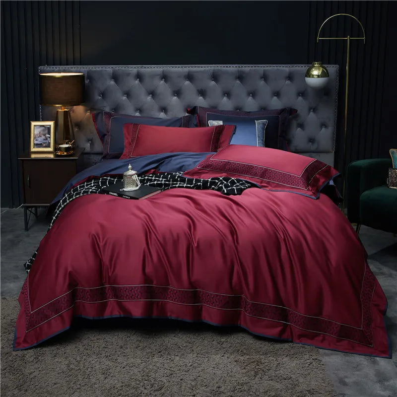 Juego de Ropa de Cama de Algodón Egipcio Luxe™ Decorbites: Cubrecama, Sábana, 2 Fundas para Almohadas