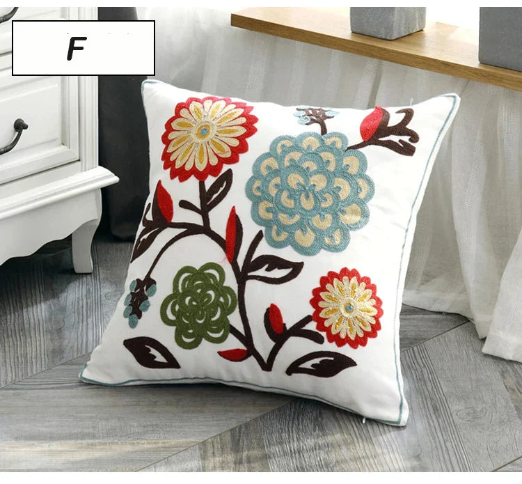 DecorBites™ Ethnic Style Canvas Embroidery Pillow Cover 45x45cm