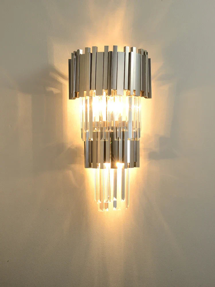 DecorBites™ Crystal Golden LED Wall Sconce Stainless Steel Postmodern Art Deco Wall Light