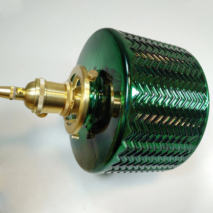 DecorBites™ Green Glass LED Chandelier: Minimalist Brass Hanging Lights