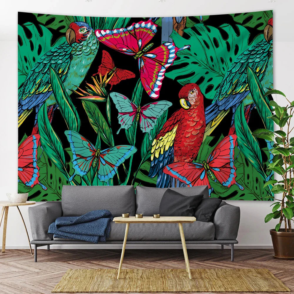 Animal Floral Wall Hanging | Boho Hippie Bedroom Decor | Decobites Home Tapestry