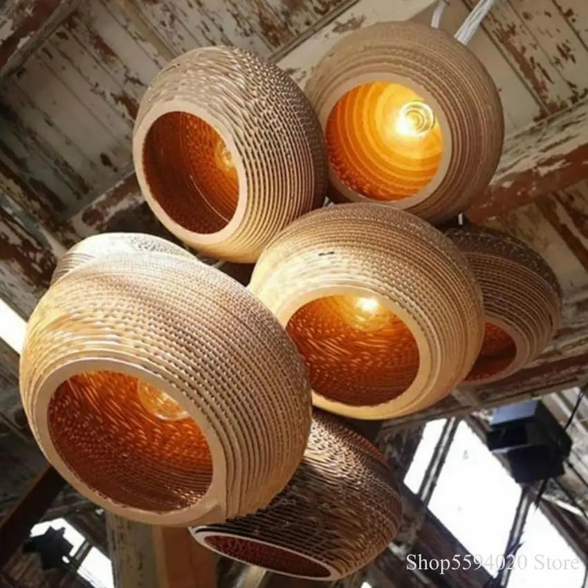 DecorBites™ Chinese Paper Pendant Light for Restaurant Living Room, Southeast Asian Style
