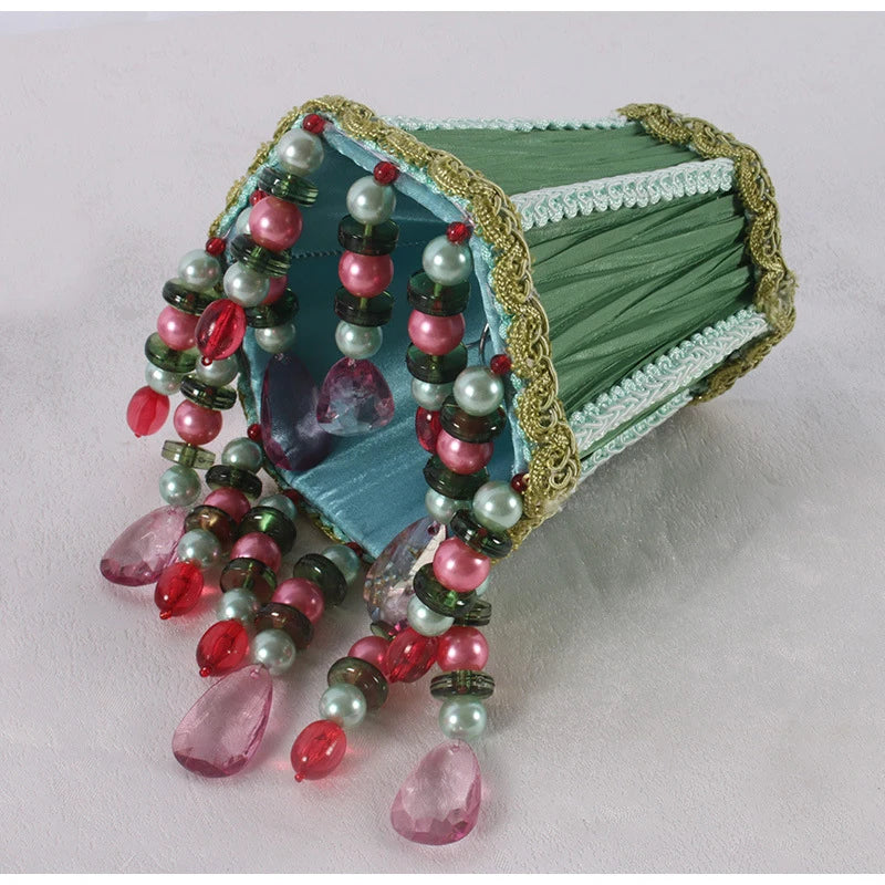 DecorBites™ Bohemia Style Emerald Green Cloth Lampshade with Tassels