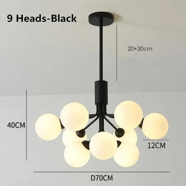 Lámpara de araña de bola de vidrio dorado Decorbites™: Iluminación LED de lujo para comedor, cocina, café