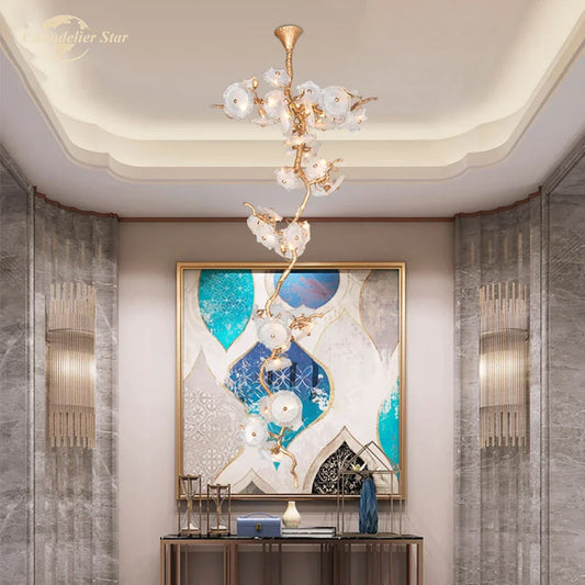 DecorBites™ Branch Glass Chandelier LED Lights for Living Room Dining Staircase Villa