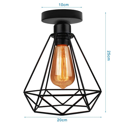 DecorBites™ Iron Cage Ceiling Light Modern Nordic Retro Black Loft E27 Home Lighting