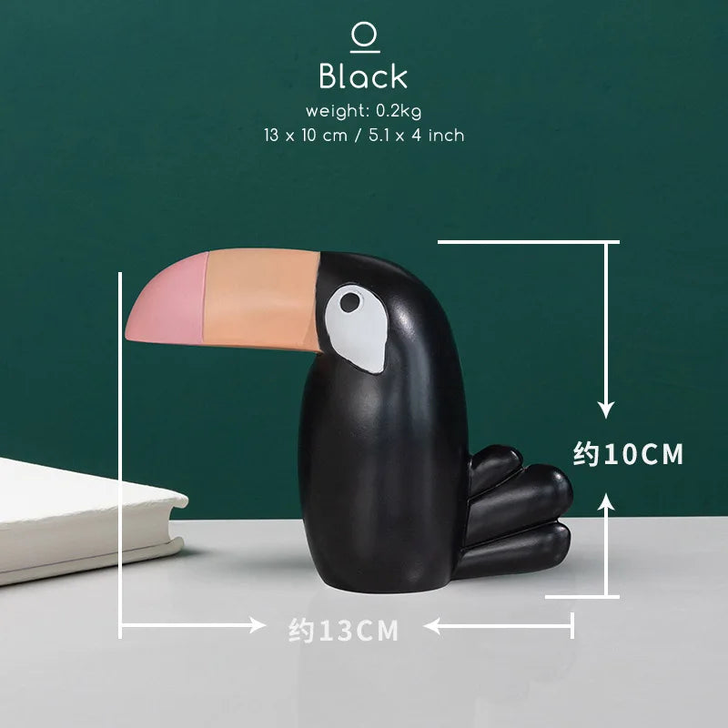 DecorBites™ Bird Figurine: Modern Resin Toucan Statue for Home Office Decor & Phone Holder