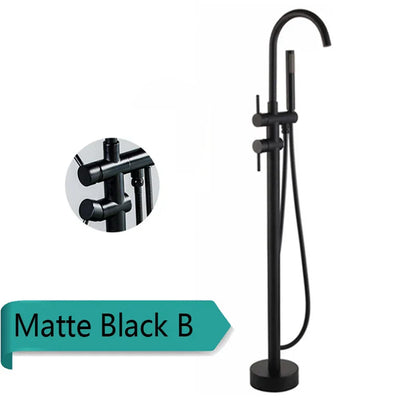 DecorBites™ Brushed Gold Freestanding Bathtub Shower Mixer with Handshower