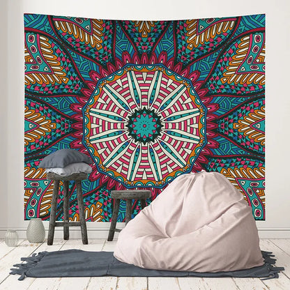 Decobites Pink Indian Mandala Print Boho Tapestry Wall Hanging Beach Towel Yoga Mat