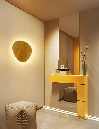 DecorBites™ Eclipse Wooden Wall Lamp: Modern Nordic Round LED Design for Bedroom and Aisle