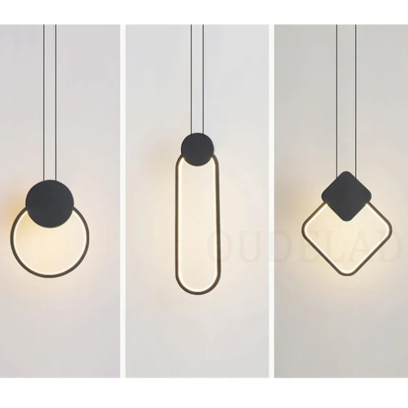 مصباح معلق أسود من DecorBites™: تصميم نورديك بسيط، مصباح LED قابل للتعتيم، سلك طويل