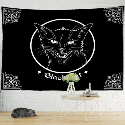 Decobites Black Cat Psychedelic Tapestry Wall Hanging for Home Decor