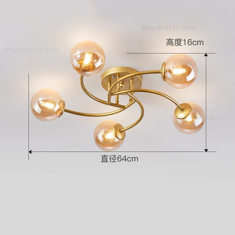 DecorBites™ Glass Bulb LED Ceiling Light Fixture for Modern Living Room and Kitchen