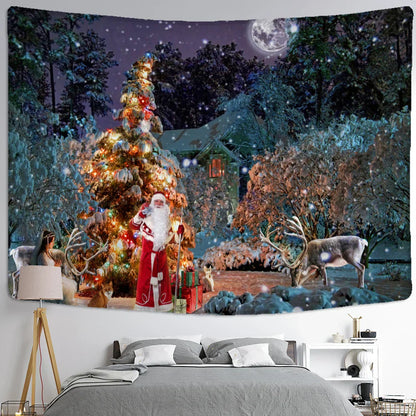 Snow Scene Oil Painting Tapestry Wall Hanging for Home Decor by Decobites