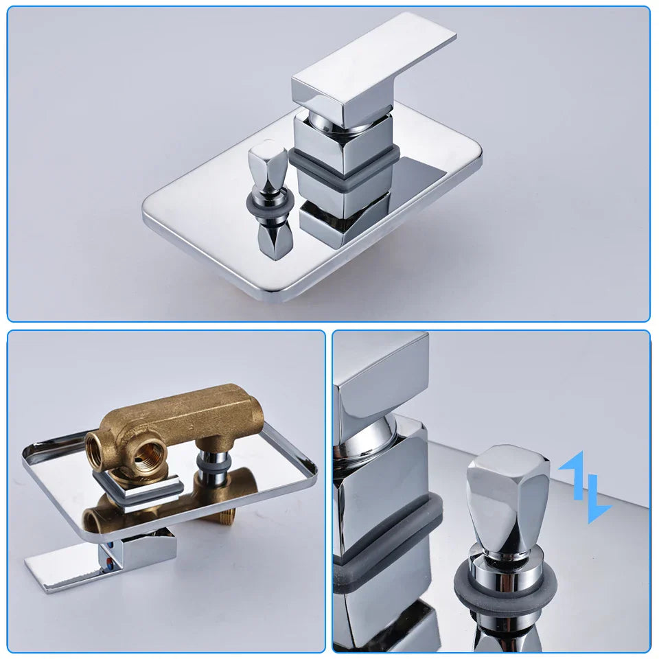 DecorBites™ Chrome Bathtub Faucet Mixer with Hand Shower Waterfall Spout