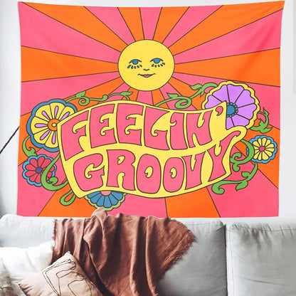 Decobites Sunshine Boho Tapestry - Colorful Psychedelic Wall Hanging, Bedroom & Living Room Decor