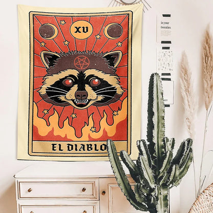 Decobites Tarot Cat Witchcraft Tapestry | Occult Home Wall Decor Mystic Coven Art