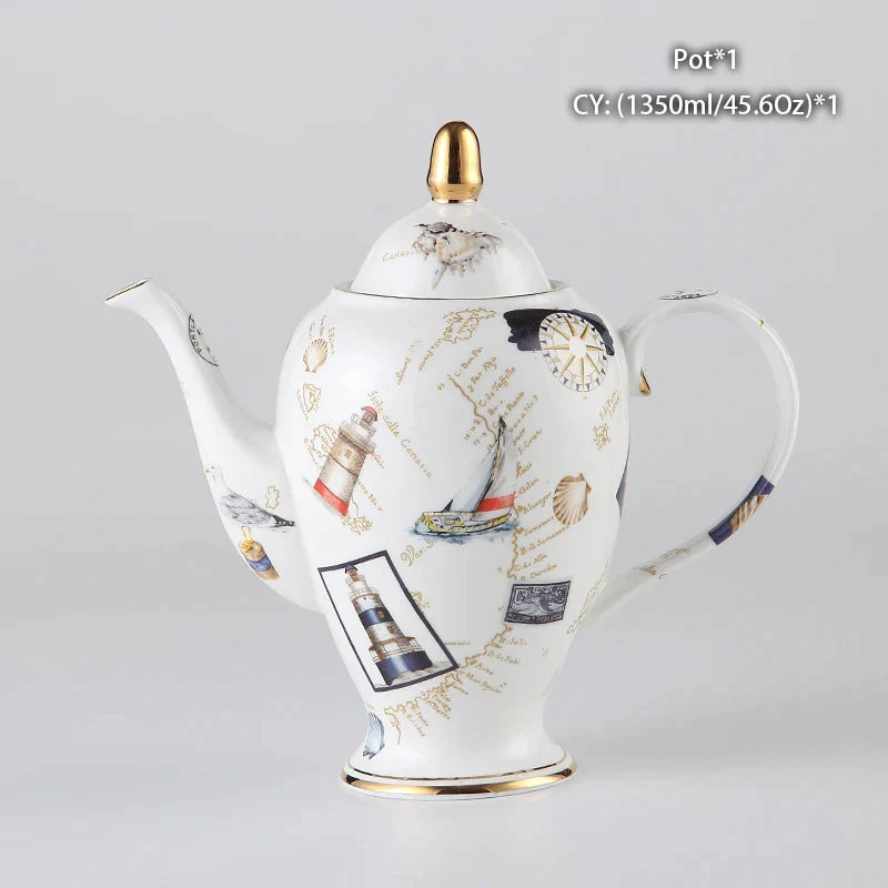 Tetera DecorBites™ de porcelana fina: Elegante cafetera de porcelana europea para amantes del té.