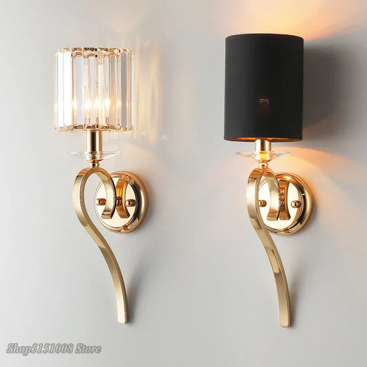 DecorBites™ Crystal Gold Wall Lamp: Luxury LED Lighting for Living Room and Bedroom