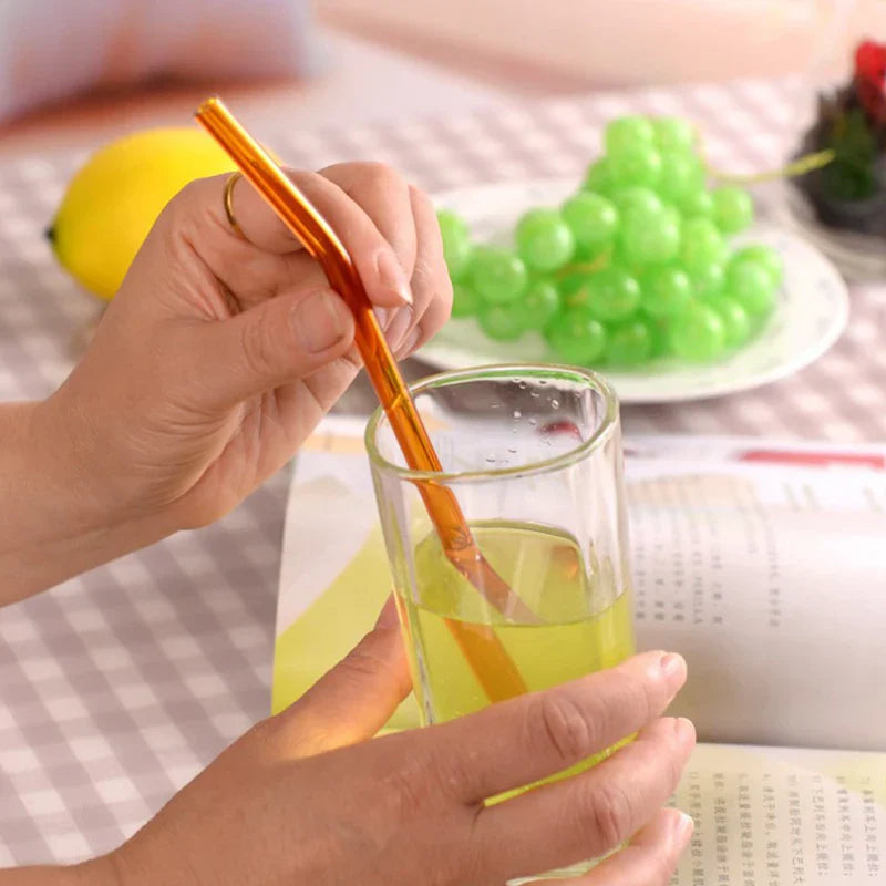 DecorBites™ Glass Drinking Straw: Eco-Friendly & Colourful Bar Accessory