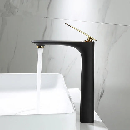 DecorBites™ Black & Gold Basin Faucet | Bathroom Sink Tap Hot Cold Mixer Tap