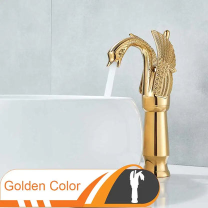 DecorBites™ Golden Swan Bathroom Mixer Faucet - Deck Mount Basin Tap with One Handle