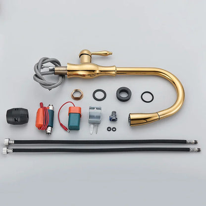 DecorBites™ Gold Sensor Kitchen Faucet Pull Out Touch Control Mixer Tap Sink Crane
