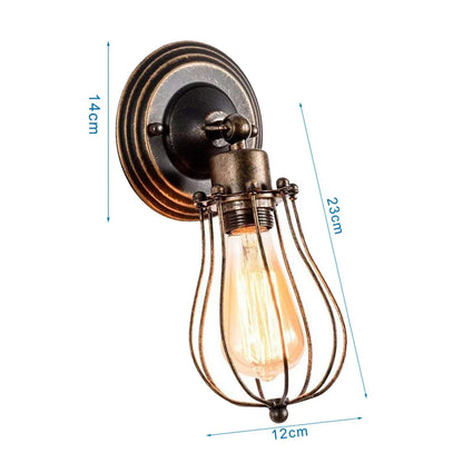 DecorBites™ Adjustable Industrial Wall Light Rustic Wire Metal Cage Sconce