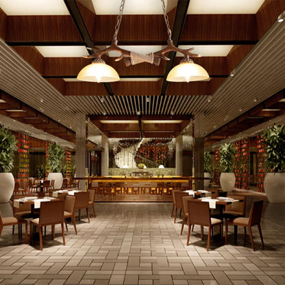 ثريا ديكوربايتس™ الراتنجية من قرون الغزلان: مصباح معلق نورديك لغرفة المعيشة/الطعام، أو البار، أو المقهى