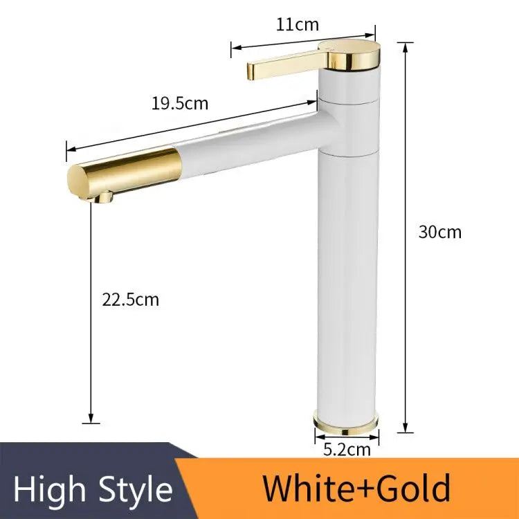 DecorBites™ Brass Bathroom Faucet Vessel Sink Mixer Swivel Spout Deck Mounted White Tap