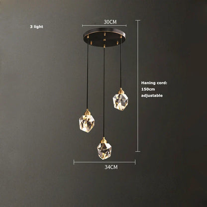 DecorBites™ Black Crystal Copper Chandelier LED Hanging Lamps for Dinning Room