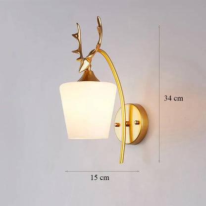 DecorBites™ Glass Shade Gold Wall Lamp for Bedroom Loft Design, Up Down Iron LED Wall Lights