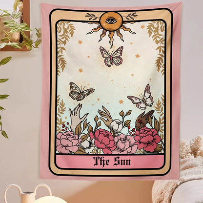 Decobites Sun Tarot Tapestry Wall Hanging: Boho Witchcraft Decor for Home, Dorm, Girls.