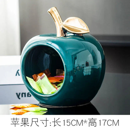 DecorBites™ Gold-plated Ceramic Apple Storage Box for Home Decor and Organization