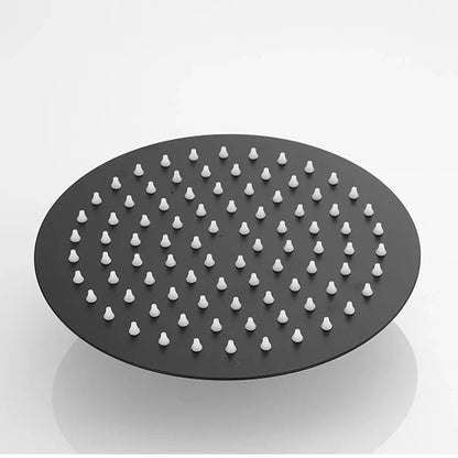 DecorBites™ Black 8-inch Stainless Steel Round Rain Shower Head for Bathroom