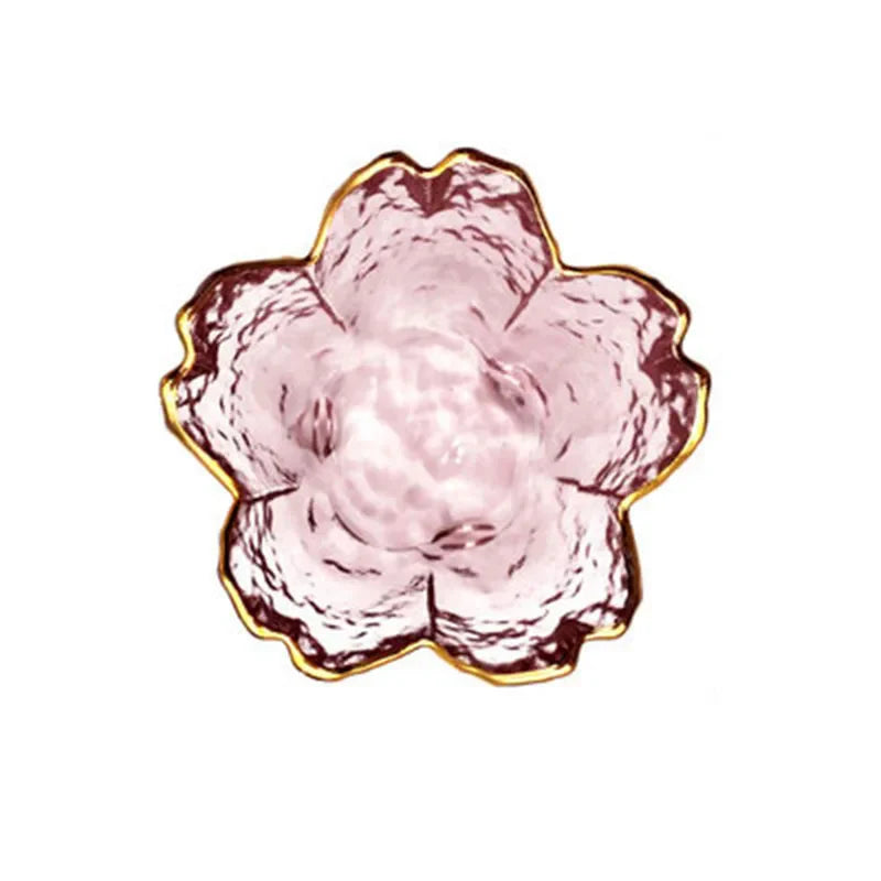 DecorBites™ Japanese Style Glass Plates with Golden Border - Set of 3 | Mini Seasoning Dessert Bowls