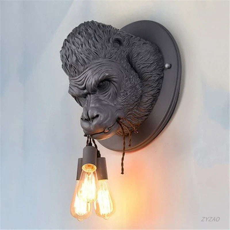 DecorBites™ Gorilla Resin Wall Sconce Retro Bedside Lamp Luminaire