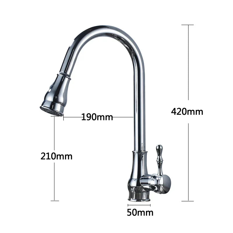 DecorBites™ Gold Brass Kitchen Faucet Rotatable Mixer Tap Single Handle Hot&Cold Water