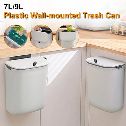 DecorBites™ Kitchen Wall-Mounted Waste Bin with Lid - Cabinet Door Hanging Garbage Can
