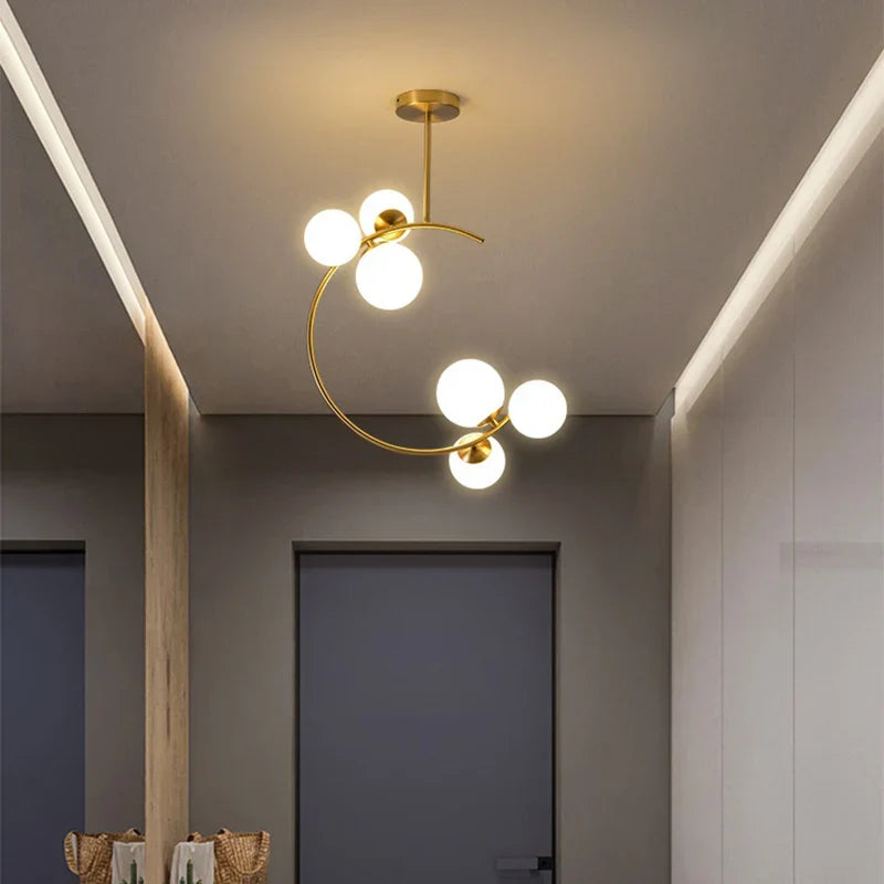 Lámpara de araña de bola de vidrio dorado Decorbites™ para sala de estar, cocina y dormitorio - 220V 110V