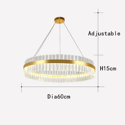 DecorBites™ Crystal Chandelier LED Ring Lamp for Dining Room Center Living Restaurant Decor