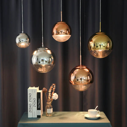 DecorBites™ Gold Glass Ball LED Pendant Light for Bedroom, Living Room - Modern Art Hanging Lamp