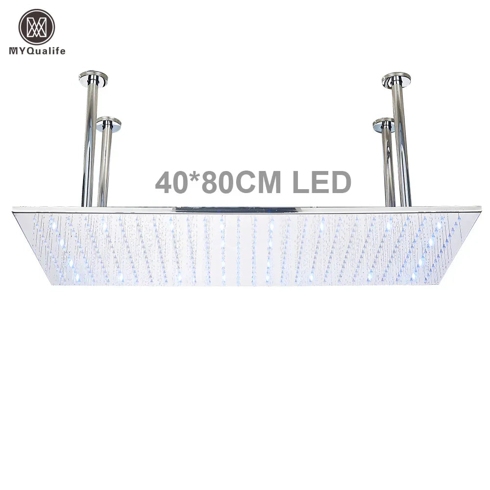 رأس دش DecorBites™‎ بإضاءة LED مقاس 16×32 بوصة - تصميم مربع فاخر متغير الألوان