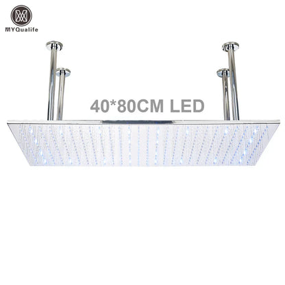 رأس دش DecorBites™‎ بإضاءة LED مقاس 16×32 بوصة - تصميم مربع فاخر متغير الألوان