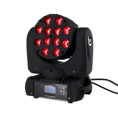 Decorbites™ LED Wash Moving Head Light RGBW 4in1 Quad 12x12W Bühne DJ DMX 9/16 Kanäle
